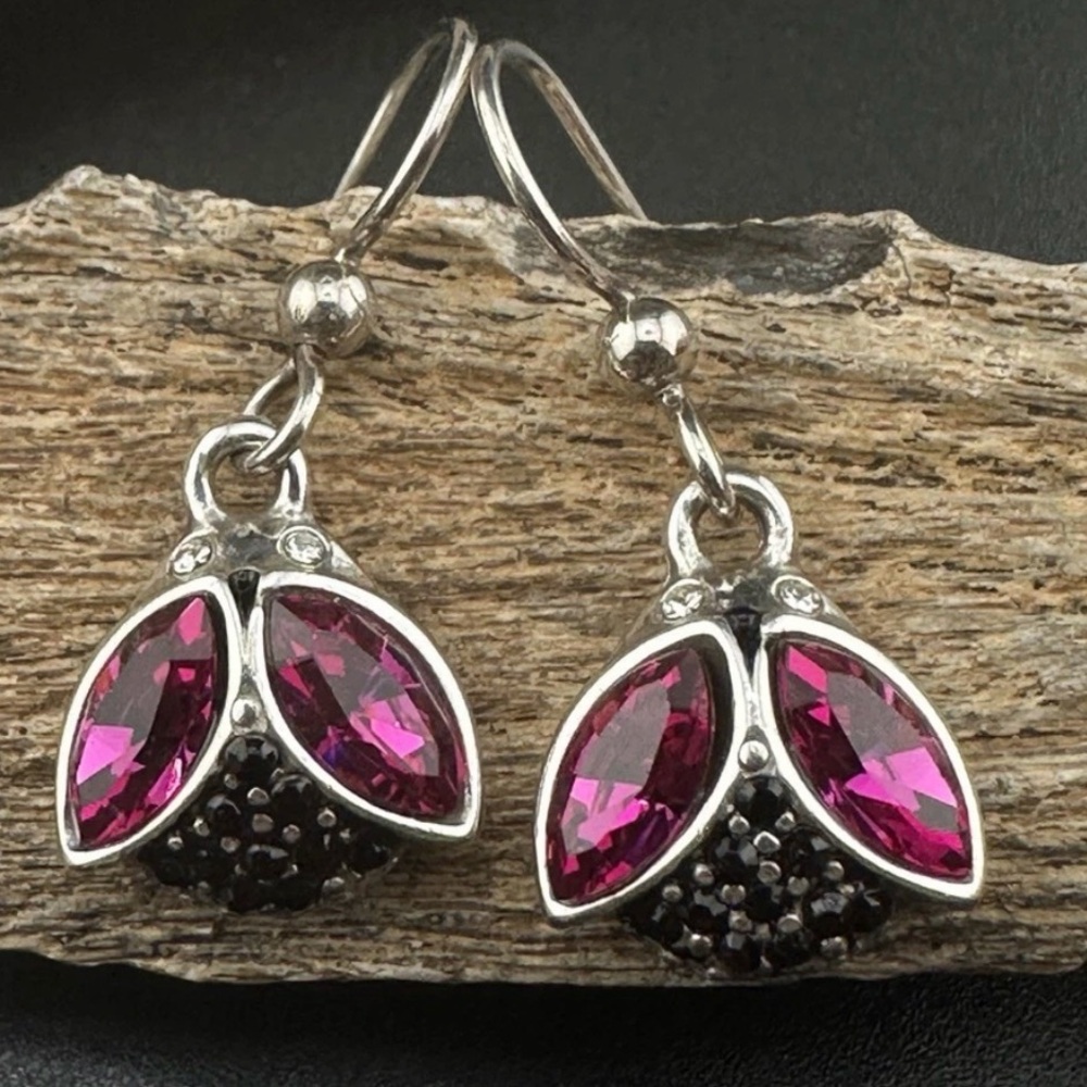 💕🐞RARE BRIGHTON VINTAGE Pink Ladybug Earrings!